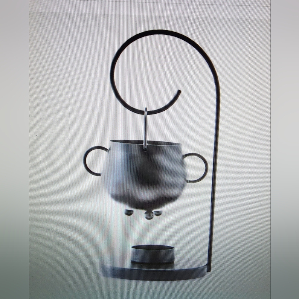NIB  Black Cauldron Pot Tealight Holder Plus 3-4 Pk of Led Tealights